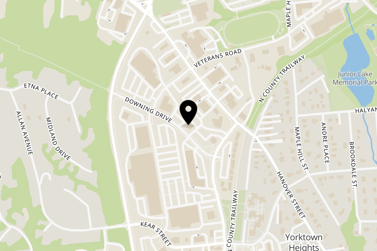 Map showing the location of Yorktown Coach Diner on 340 Downing Dr in Yorktown Heights